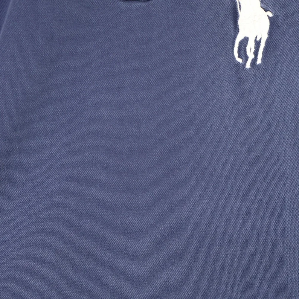 Polo Ralph Lauren Big Pony Custom Slim Fit Polo XL Navy Blue Cotton Mesh 3 Patch